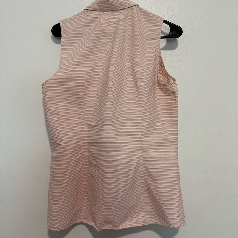 Lafayette 148 New York Womens Button Up collared  Blouse Pink Striped Size 12 - Picture 4 of 4